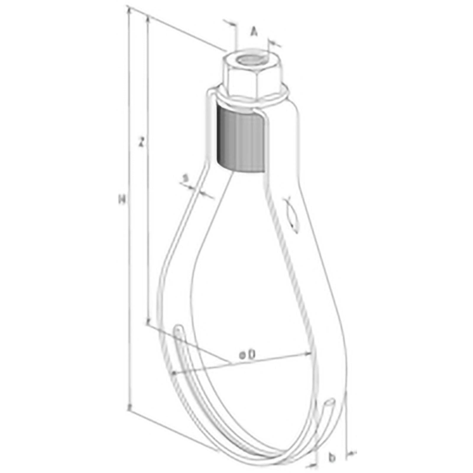 Technische Zeichnung einer Glühbirne mit beschrifteten Abmessungen 'A', 'H', 'd', 'b', 'z'. Zeigt Konstruktionsstruktur und Maße für die Herstellung.