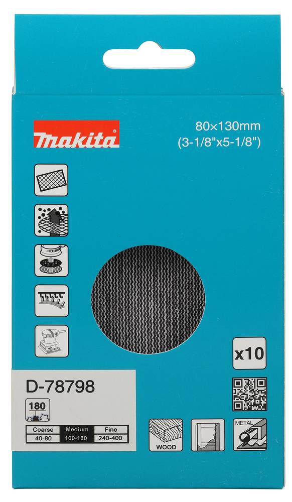 Makita Schleifnetz 80 x 130 mm, A180 80 x 130 mm • A180 • 10 Stk.