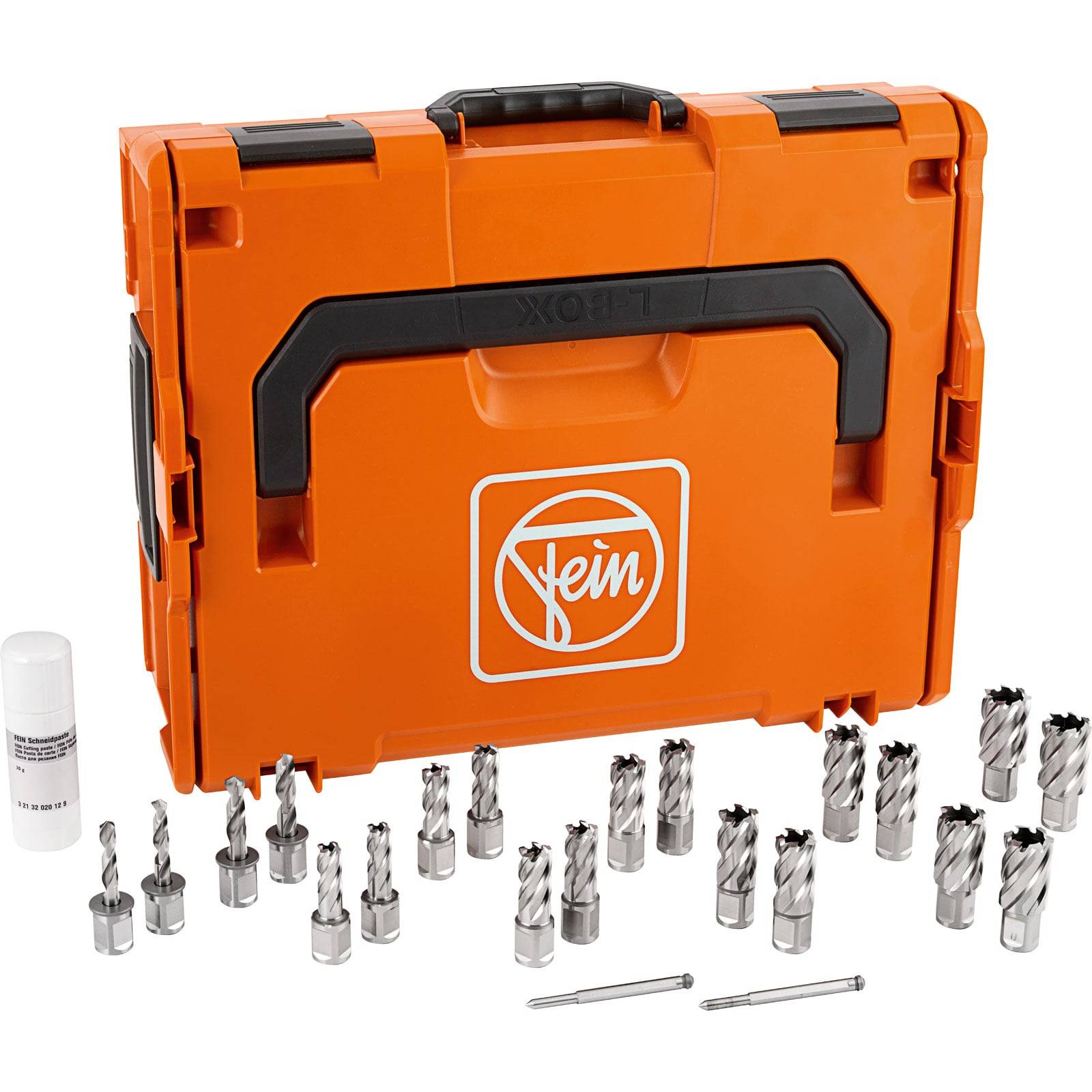 Orangefarbener Werkzeugkoffer mit der Aufschrift 