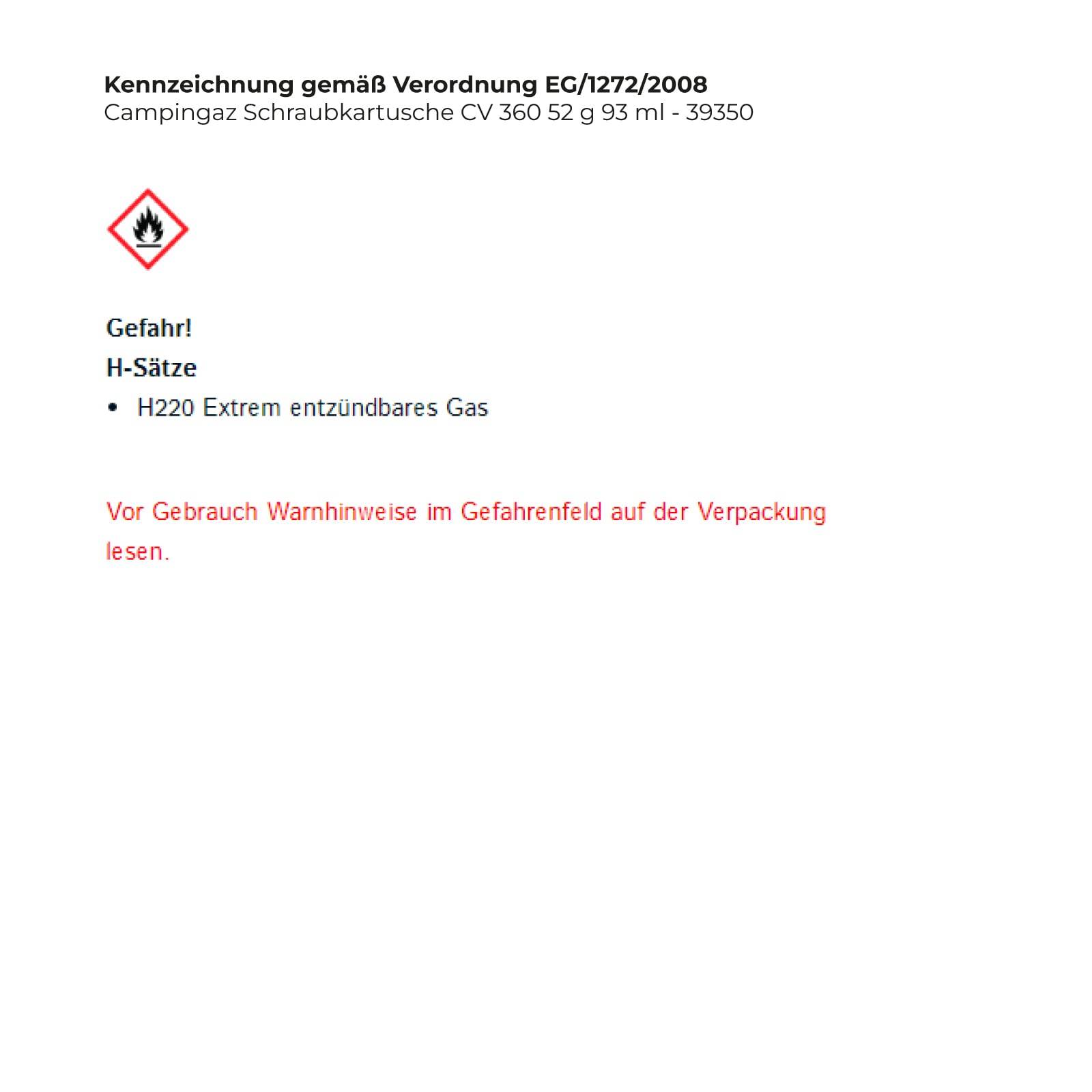 Campingaz Schraubkartusche CV 360 52 g 93 ml - 39350