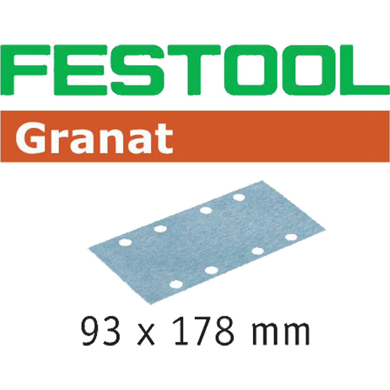 Schleifblatt, Festool Granat, 93 x 178 mm, blau mit 8 Löchern.