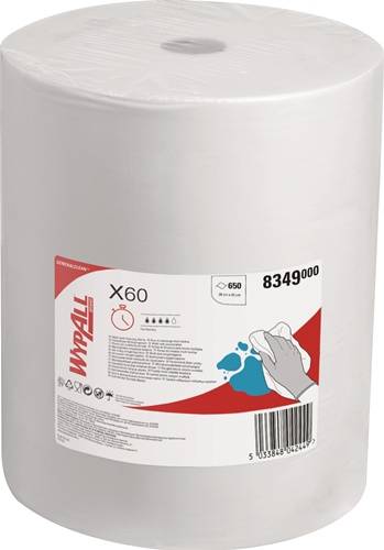 Wischtuch Wypall X60 8349 L380xB420ca.mm weiß 1-lagig 650 Tü./Rl.WYPALL