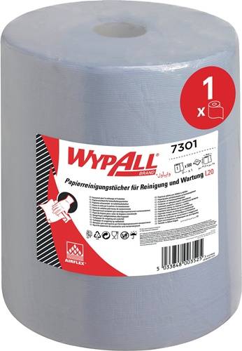 Wischtuch WYPALL L20 7301 L385xB325ca.mm blau 2-lagig 500 Tü./Rl.