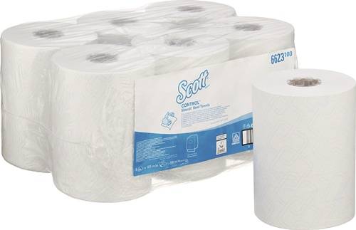 Rollenhandtuch Scott® Control™ 1-lagig weiß L ca.165mxB ca.198mm 6 Rollen/KT