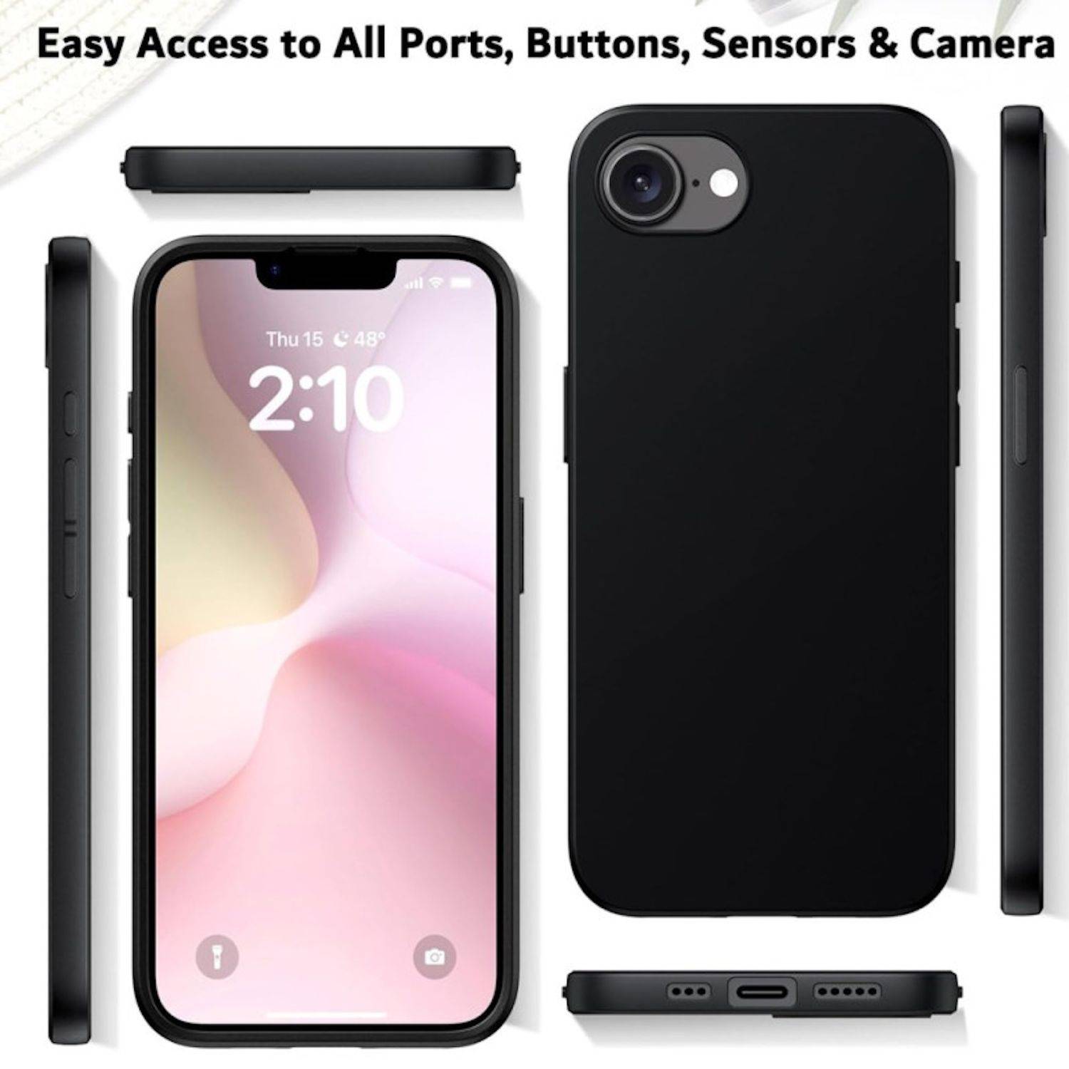 Für Apple iPhone 16e Silikon TPU Schutz Hülle Cover Flexibel dünn Case Schwarz