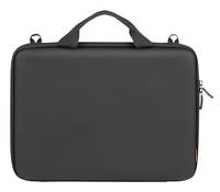 Eine schlanke schwarze Laptoptasche mit Griff, entwickelt zum Schutz von tragbaren elektronischen Geräten.