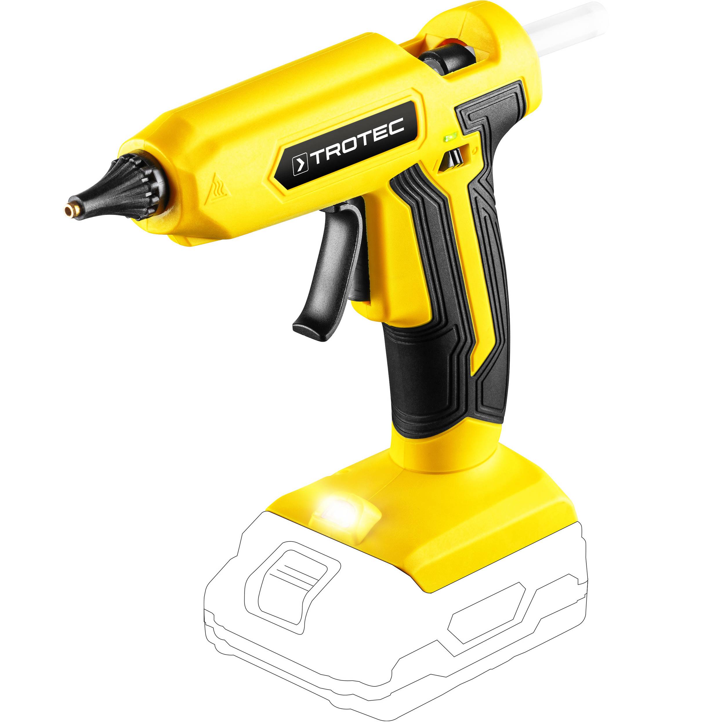 TROTEC Akku-Heißklebepistole PGGS 10-20V NB – Kabellose Klebepistole, inkl. 3 Klebesticks (Ø 11 mm) und Transportkoffer