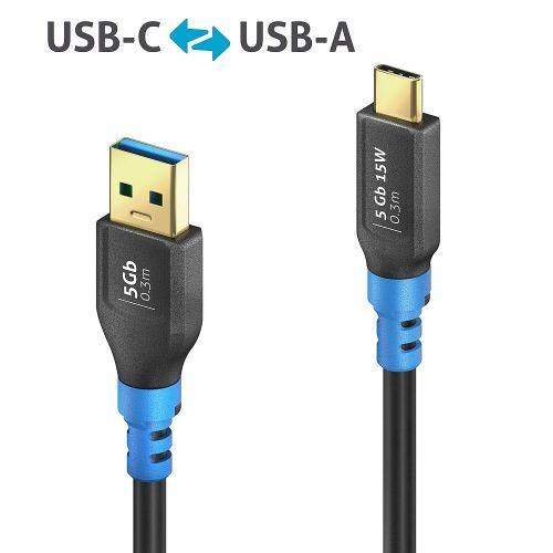 PureLink FlexInstall USB 3.2 Gen 1 Kabel, USB St.A/St.C, schwarz, 0,3 m
