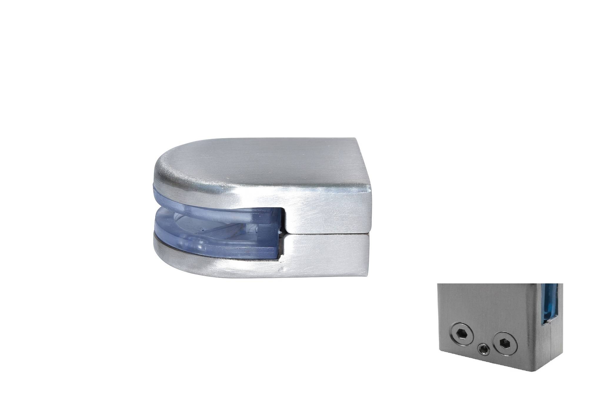 Glashalter Klemmhalter Glasklemme Edelstahl Scheibensicherung eckig rund V2A C: 10-12mm Glassärke, Rund