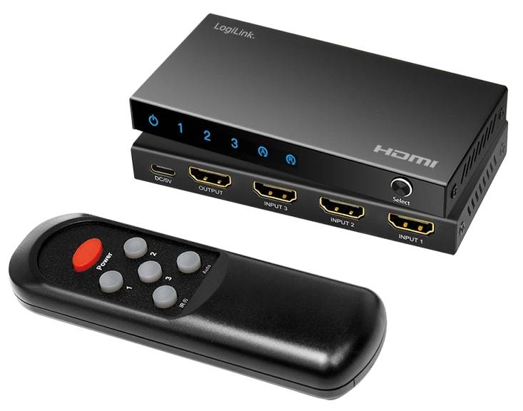 LOGILINK HDMI-Switch HD0062, 3x 1-Port, 4K/60 Hz, schwarz