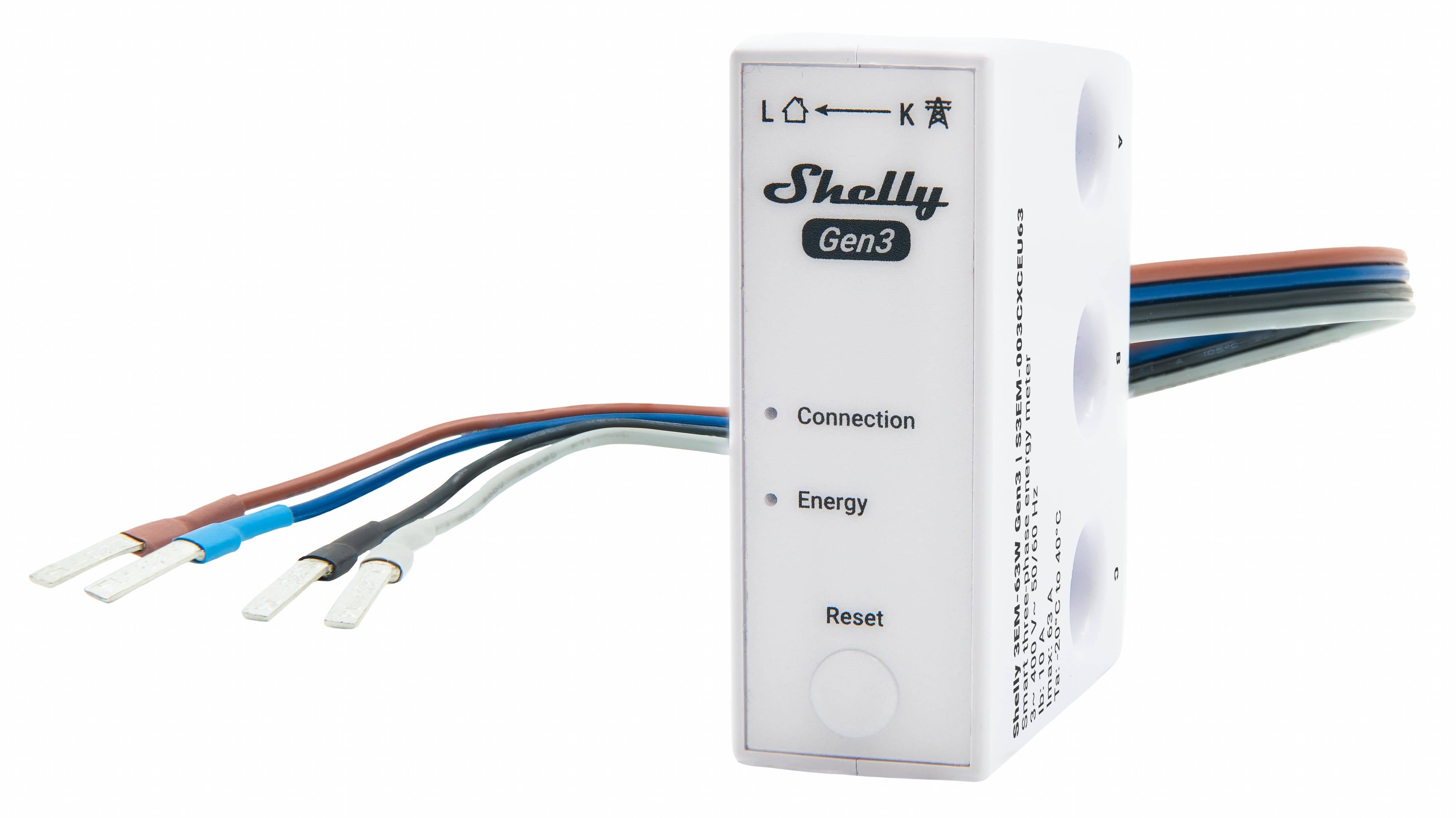 SHELLY WLAN-Stromzähler 3EM-63W Gen3, weiß