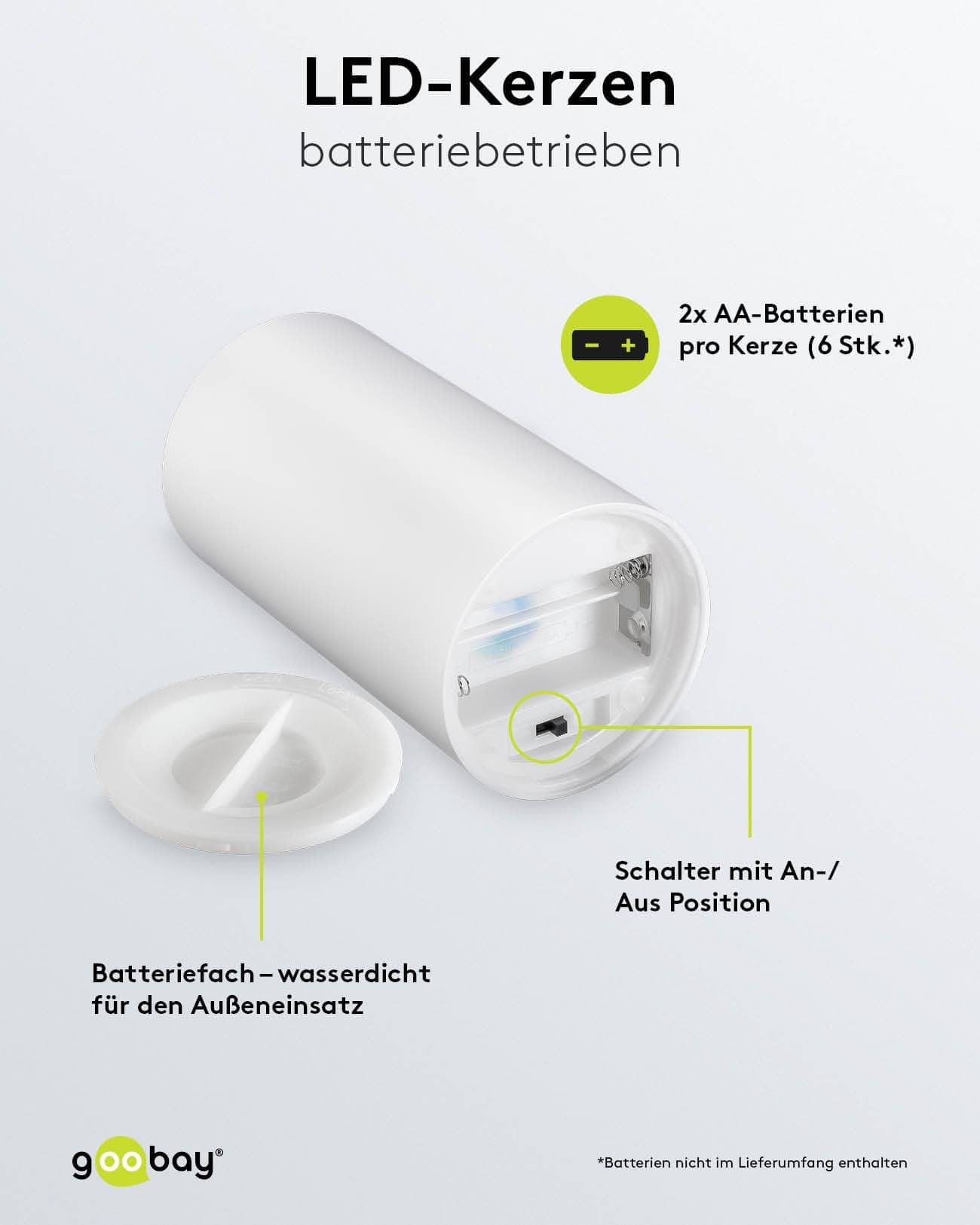 GOOBAY LED-Kerzen 64786, 3er Set, mit Fernbedienung, warmweiß