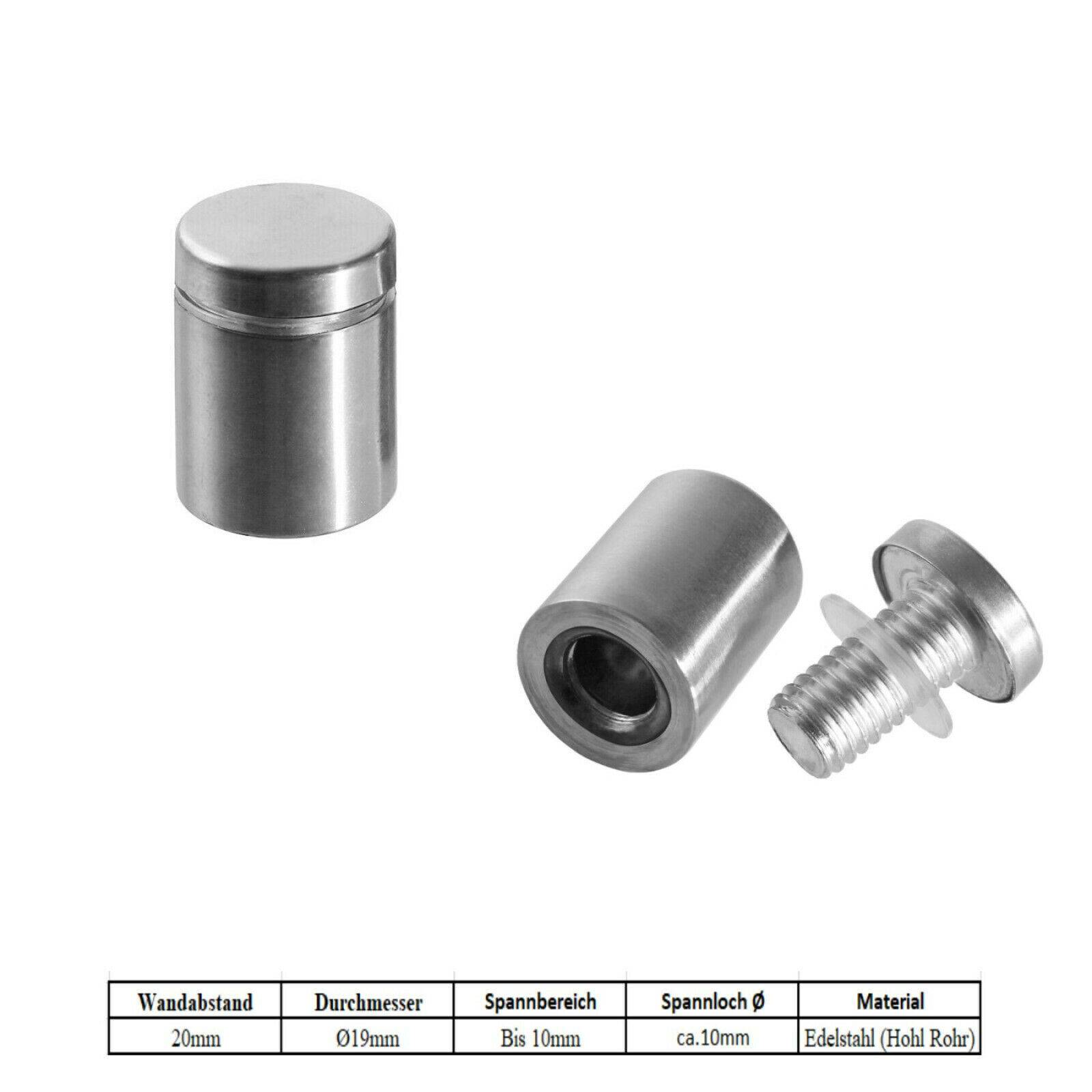 Ø19mm Edelstahl Abstandshalter Befestigung Wandabstand Halter Spiegelhalter 20mm