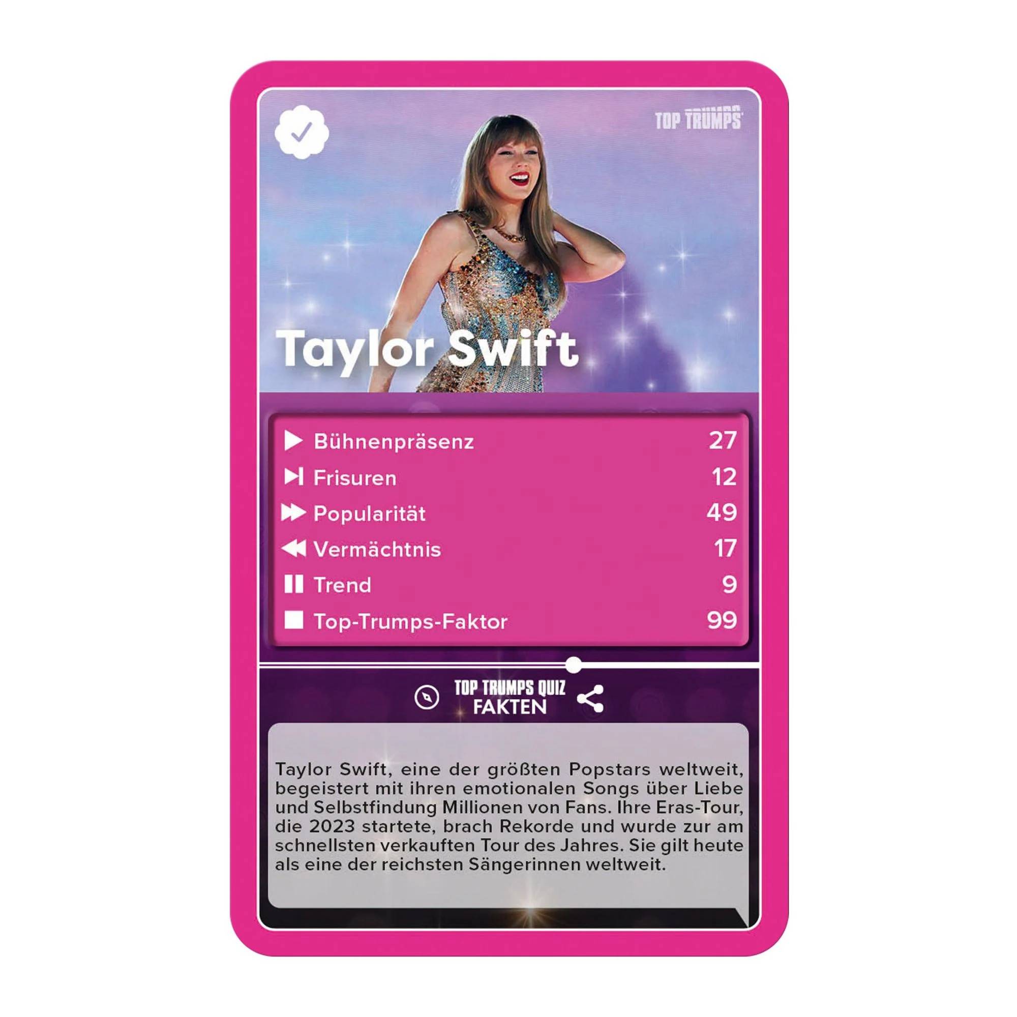 Top Trumps - Popstars Kartenspiel Trumpfspiel Musikstars Vergleichsspiel