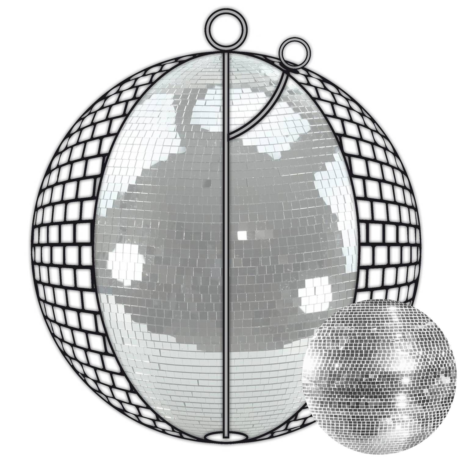 Spiegelkugel 75cm silber Safety Discokugel Mirrorball Disko Partykugel Dekokugel