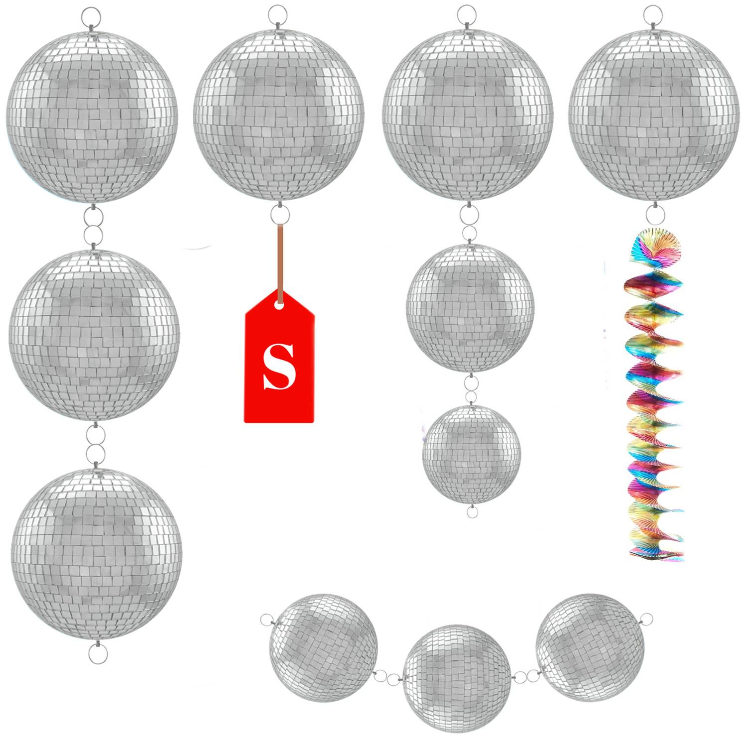 Spiegelkugel 15cm silber Discokugel 2 Ösen für Werbe-Dekozwecke Schaufenster