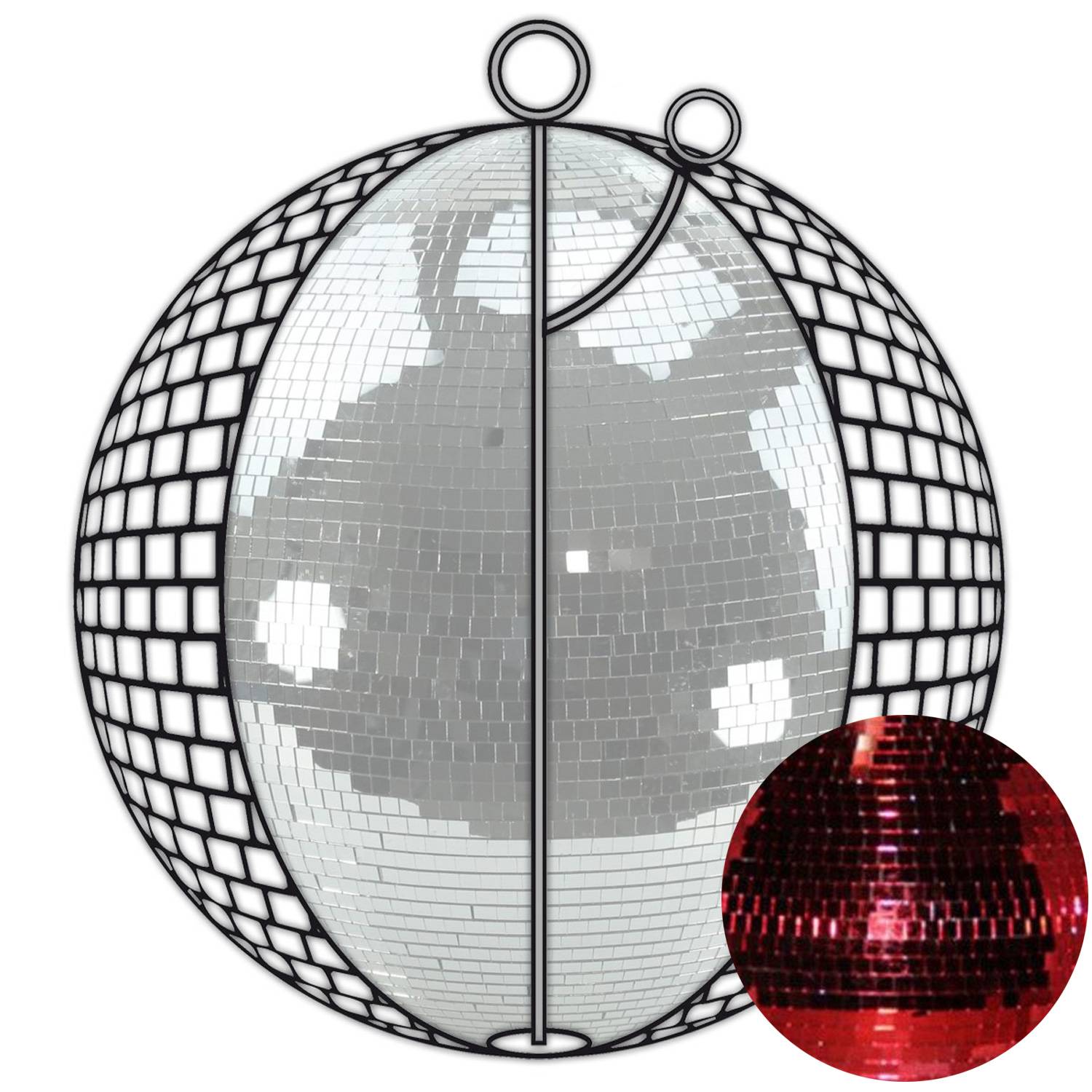 Spiegelkugel 75cm rot Safety Discokugel Mirrorball Disko Partykugel Dekokugel