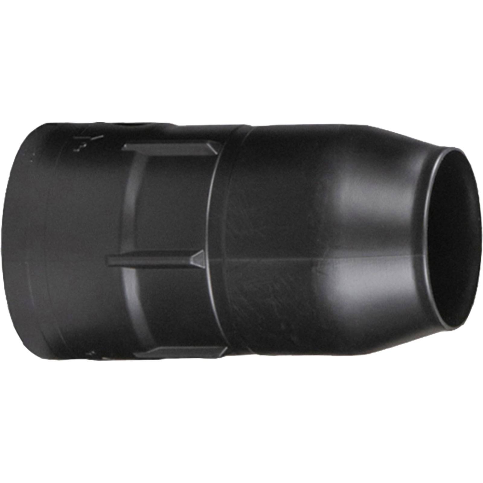 Ein schwarzer, zylindrischer Kunststoffanschluss mit verjüngtem Ende, der zum Verbinden von Kanälen oder Schläuchen in HVAC-Systemen verwendet wird.