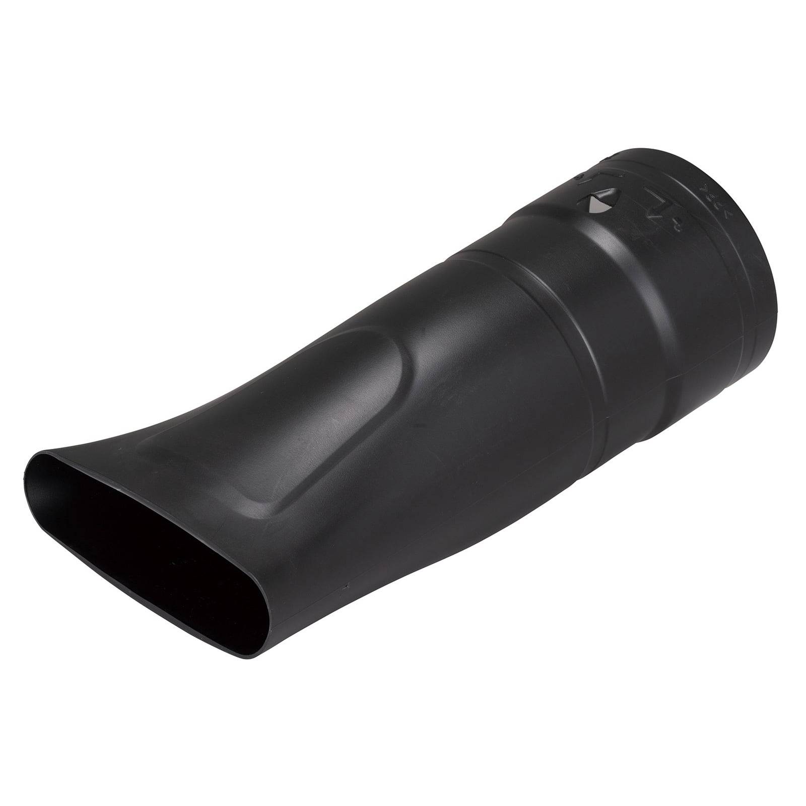 Eine schwarze, gewinkelte Saugdüse mit abgeflachter Spitze und gekrümmtem Körper, entwickelt für präzises und effizientes Reinigen in engen Bereichen.