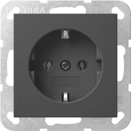 GIRA 4466005 SCHUKO-Steckdose o.Krallen System 55 Schwarz matt (lackiert) Install.Baumaterial