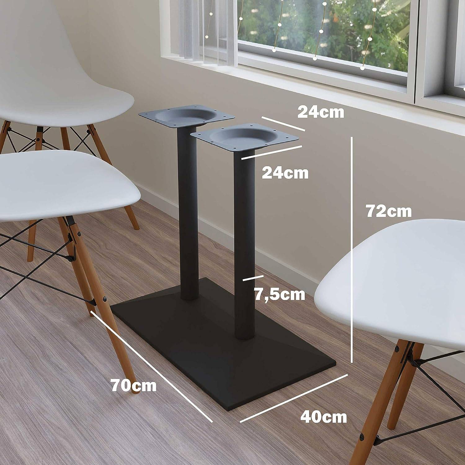 Tischgestell schwarz "München" Tischbeine Tischfuß Tischuntergestell Tisch Legs Doppelte Version 72cm