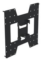 Schwarze Metall-TV-Wandhalterung mit Lochplatte und verstellbarem Mittelarml.