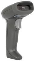 Tragbarer Barcodescanner mit grauem Pistolengriffdesign und Scanfenster oben.
