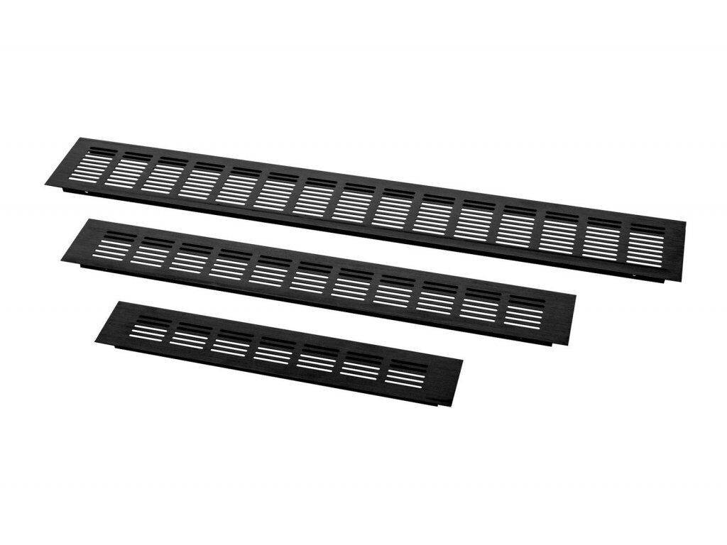Aluminium Lüftungsgitter Stegblech Belüftungsgitter Belüftung Lüftungsblech 60mm Schwarz 90cm
