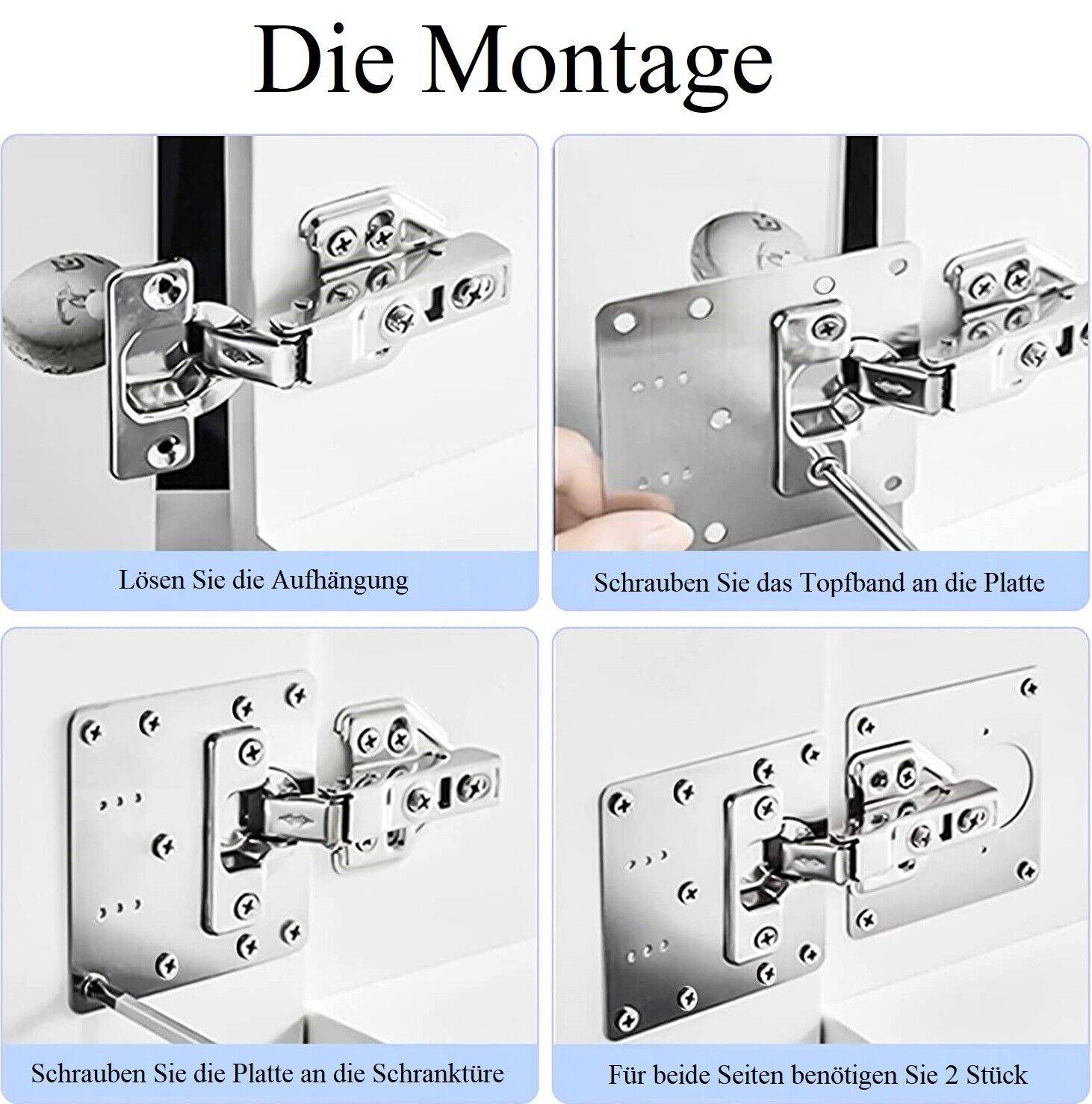 Topfband Reparatur Platte Schranktürscharnier defekte Scharnier Schrank SET KIT Schwarz