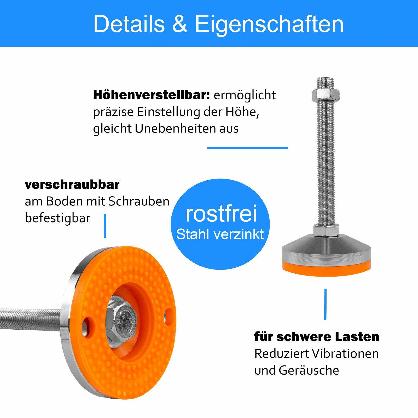 Maschinenfuß Maschinenfüße Maschine belastbar höhenverstellbar Geräte Stell Fuß Ø100x140mm / M12