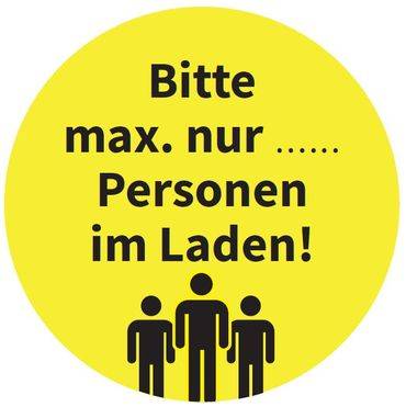Aufkleber "Bitte max. Personen im Laden", rund ⌀ 33,5 cm
