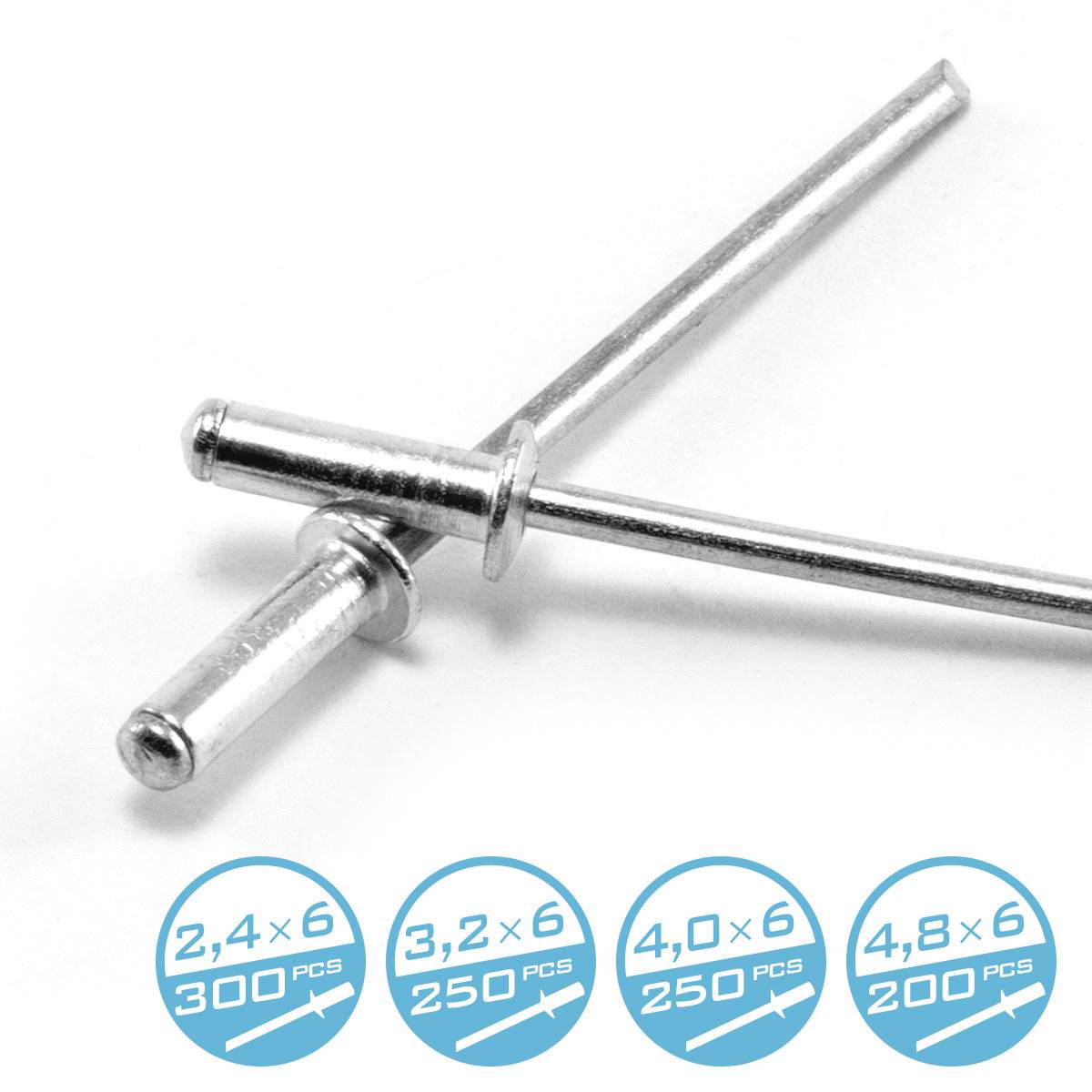 STAHLWERK Nieten Sortiment 1000-teilig Blindnieten Set aus Aluminium Nietenset