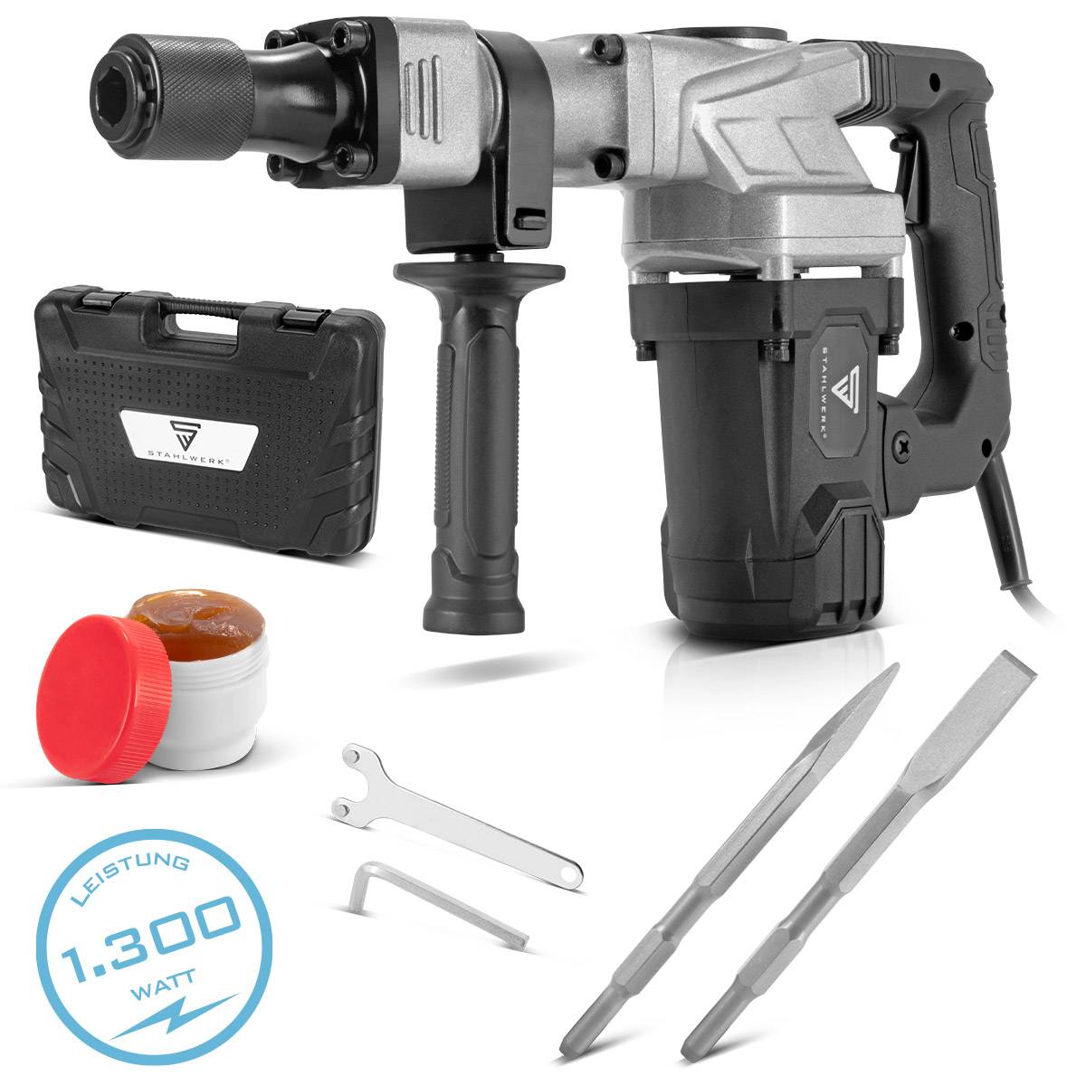 STAHLWERK Abbruchhammer AH-1300 ST mit 1.300 W Leistung, 4.000 Schläge pro Min.