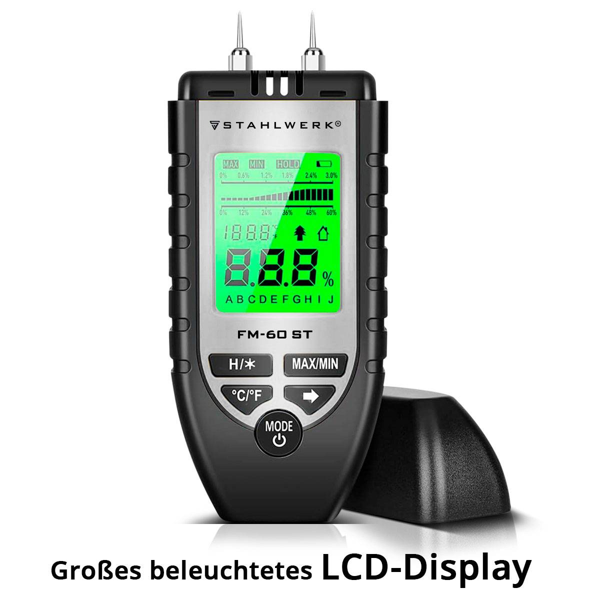 STAHLWERK Feuchtigkeitsmesser FM-60 ST Holz Baustoffe Feuchtigkeitsmessgerät