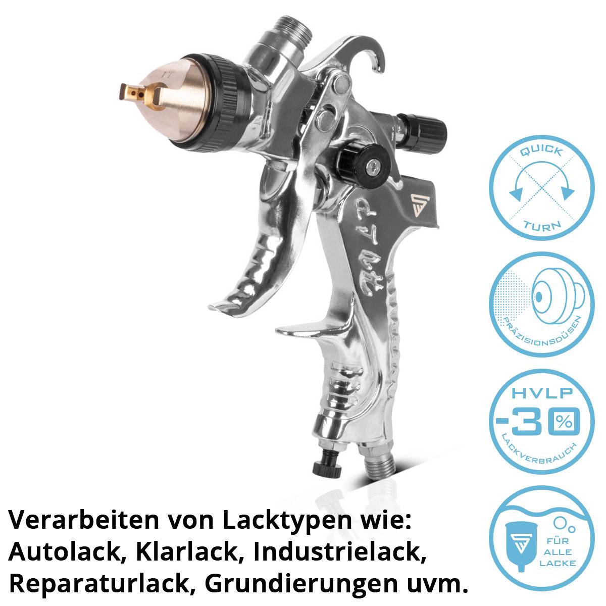 STAHLWERK HVLP Lackierpistole SG-250 ST Sprühpistole mit 650 ml Fließbecher
