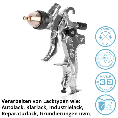 STAHLWERK HVLP Lackierpistole SG-250 ST Sprühpistole mit 650 ml Fließbecher STAHLWERK HVLP Lackierpistole SG-250 ST Sprühpistole mit 650 ml Fließbecher