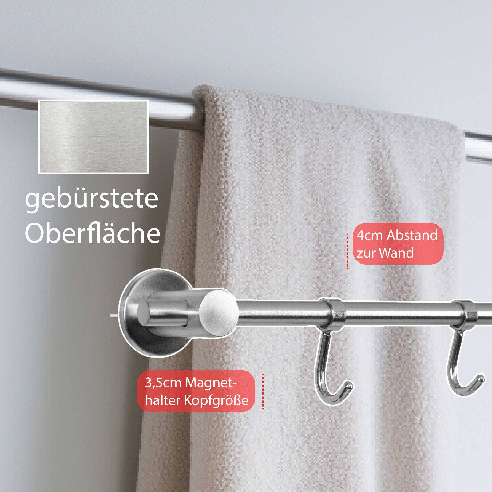 Edelstahl Handtuchhalter mit 5 Haken Magnet Halterung Heizkörper Magnethalterung 40cm