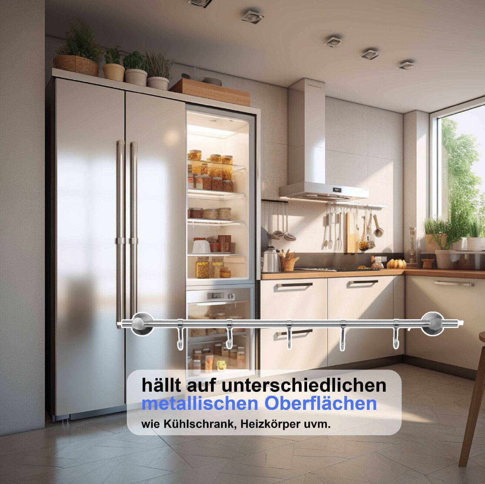 Edelstahl Handtuchhalter mit 5 Haken Magnet Halterung Heizkörper Magnethalterung 40cm