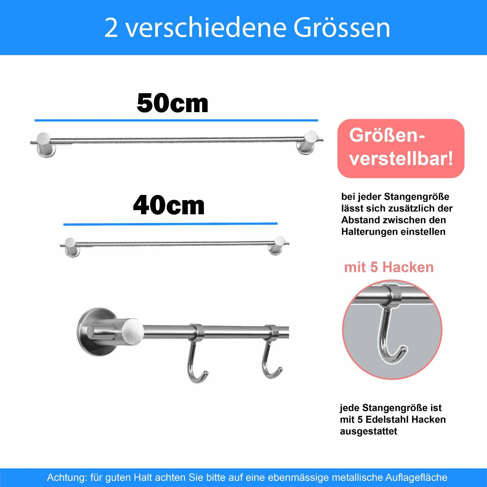 Edelstahl Handtuchhalter mit 5 Haken Magnet Halterung Heizkörper Magnethalterung 50cm