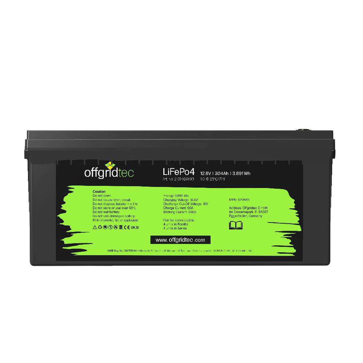 Offgridtec LiFePo4 Akku 12/300 12,8V 304Ah BMS integriert 3891Wh