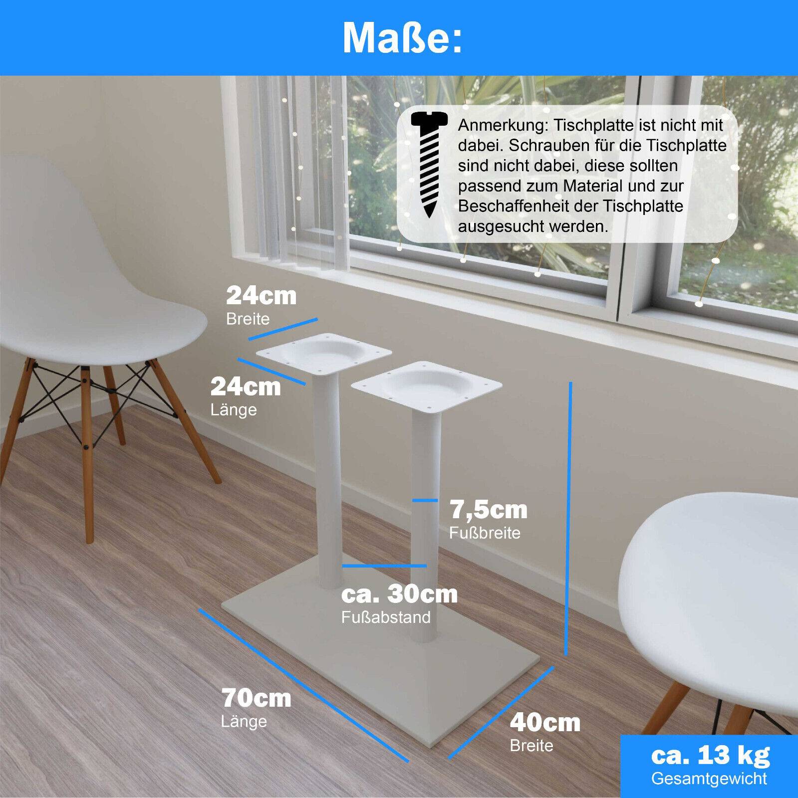 Tischgestell Modell „München“ Weiss in Single, Doppelt oder Stehtisch Variante zur Auswahl Doppelt