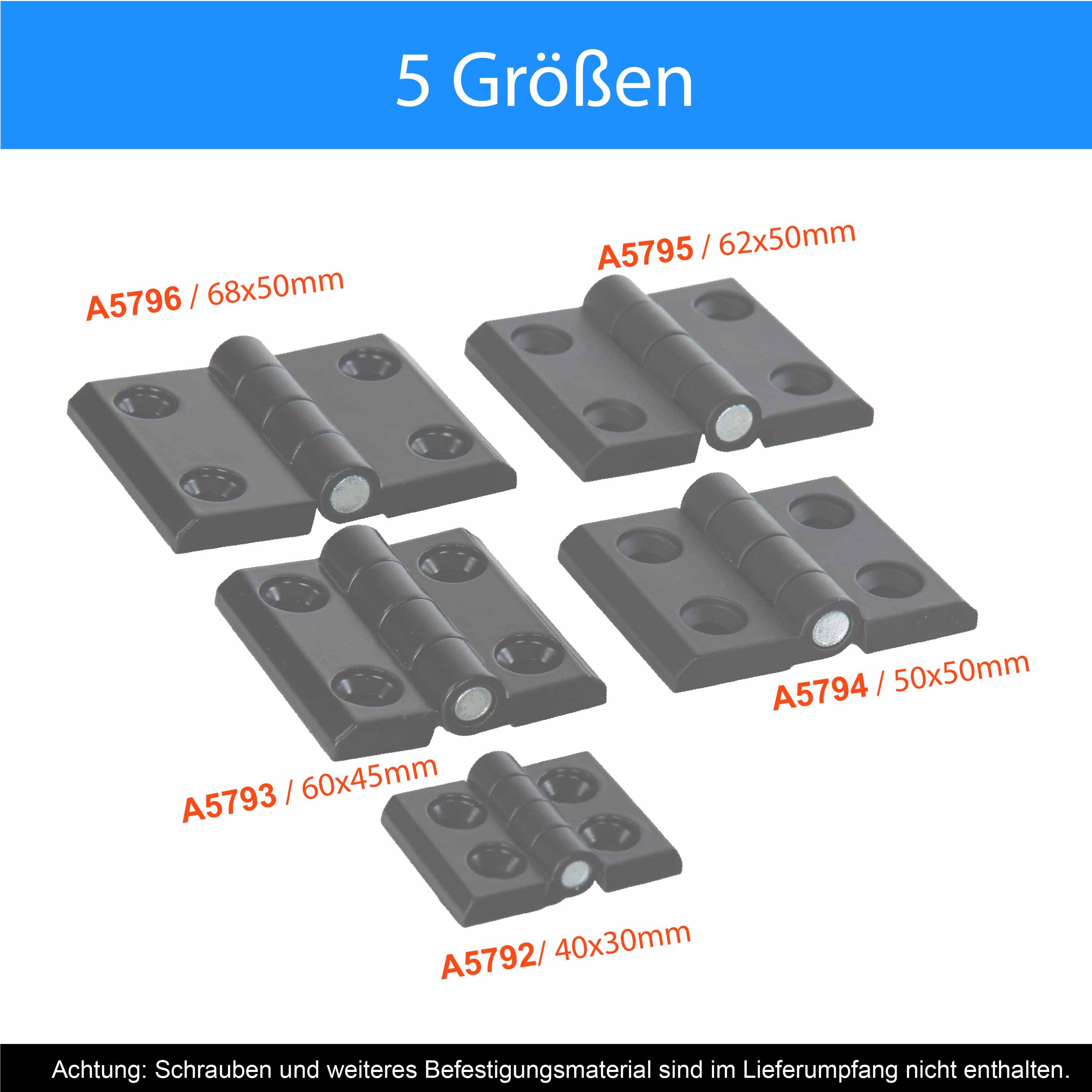 Scharnier Metallscharnier Zink 180° Metall Türband Möbelscharnier Zinkdruckguss 62x50mm