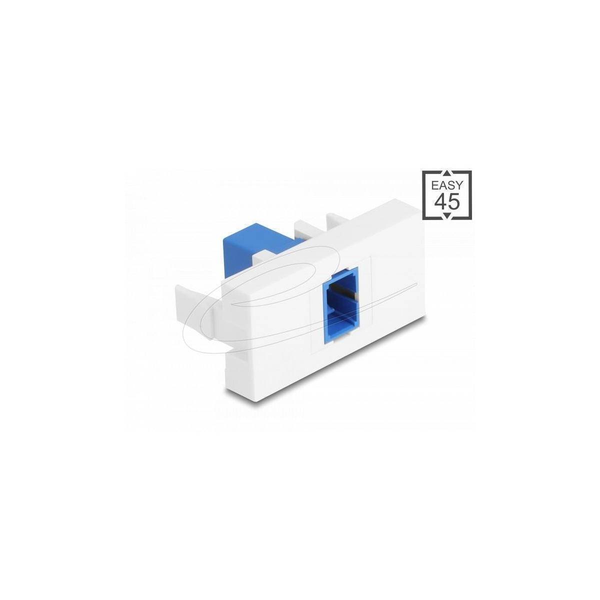 Easy 45' Modulkomponente mit blauem Anschluss, Teil eines elektrischen Systems für Netzwerkinstallationen.
