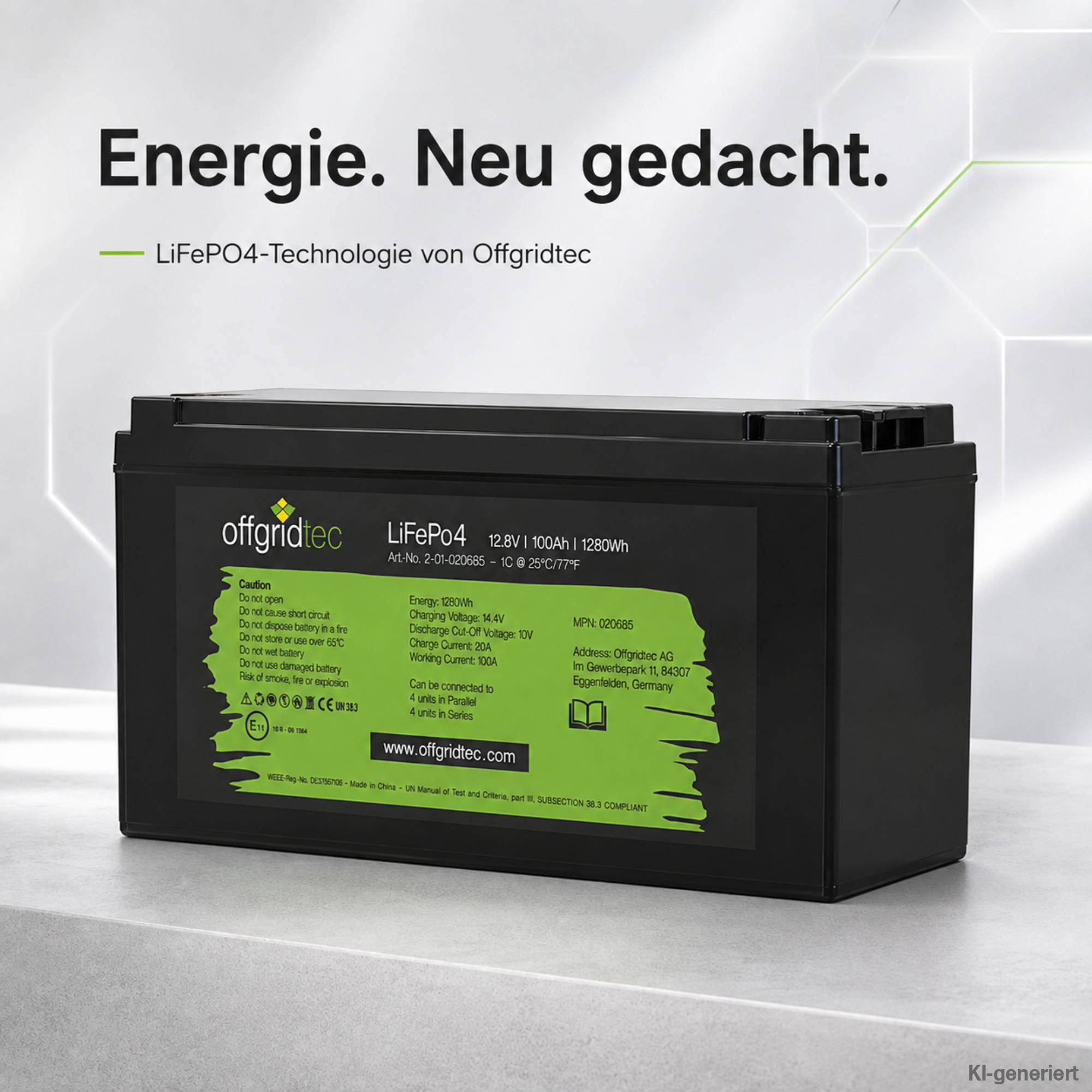 Offgridtec LiFePo4 Akku 12/100 12,8V 100Ah BMS integriert 1280Wh