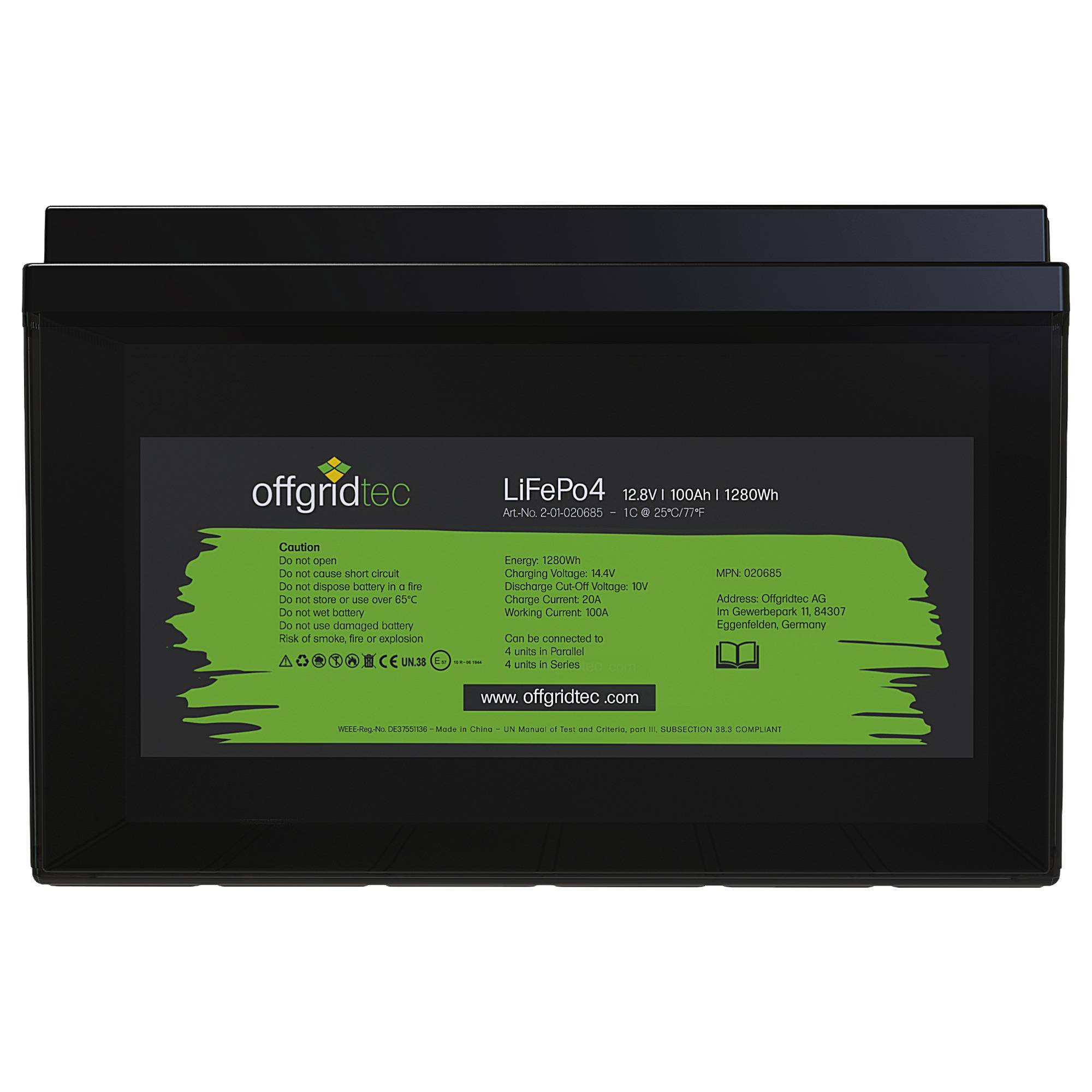 Offgridtec LiFePo4 Akku 12/100 12,8V 100Ah BMS integriert 1280Wh