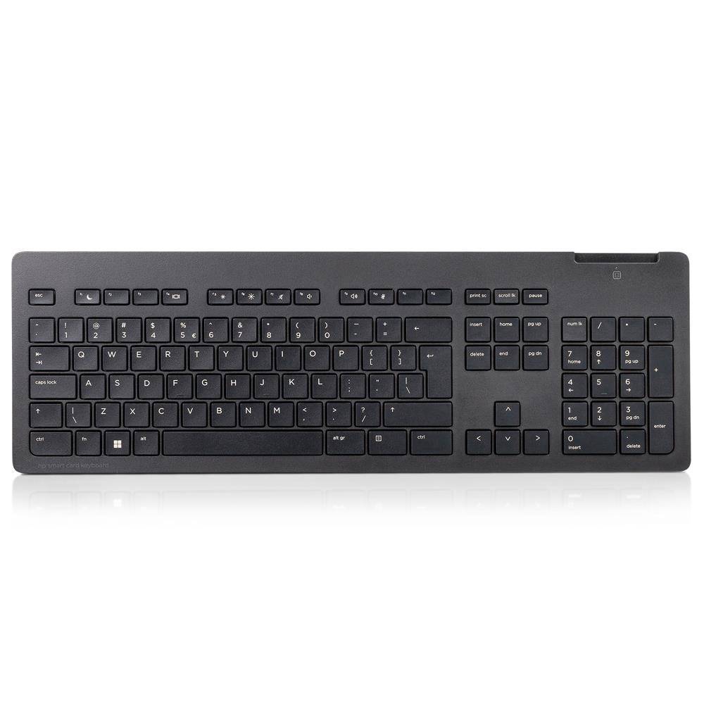 HP USB Slim Smartcard PC Tastatur (P/N: 911502-L31, Layout Englisch Int. , Höhenverstellbar) schwarz