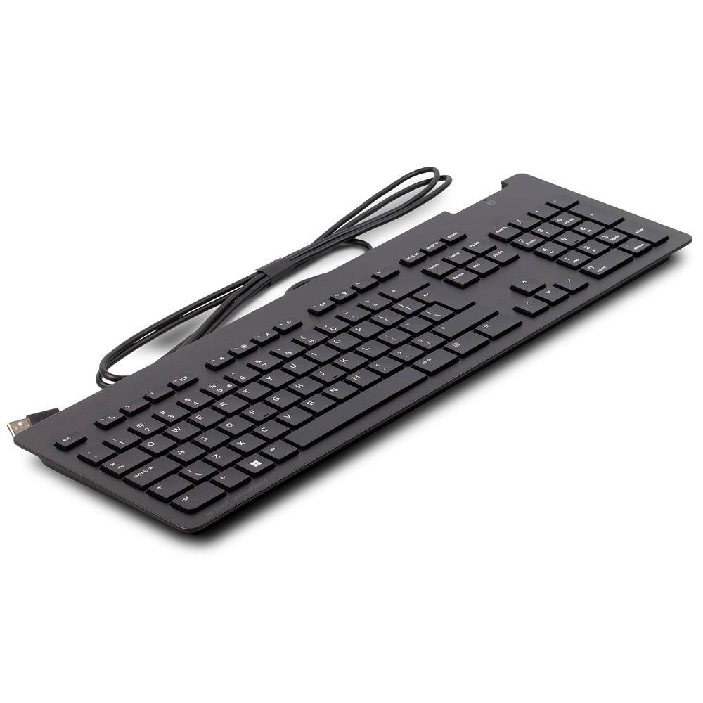 HP USB Slim Smartcard PC Tastatur (P/N: 911502-L31, Layout Englisch Int. , Höhenverstellbar) schwarz