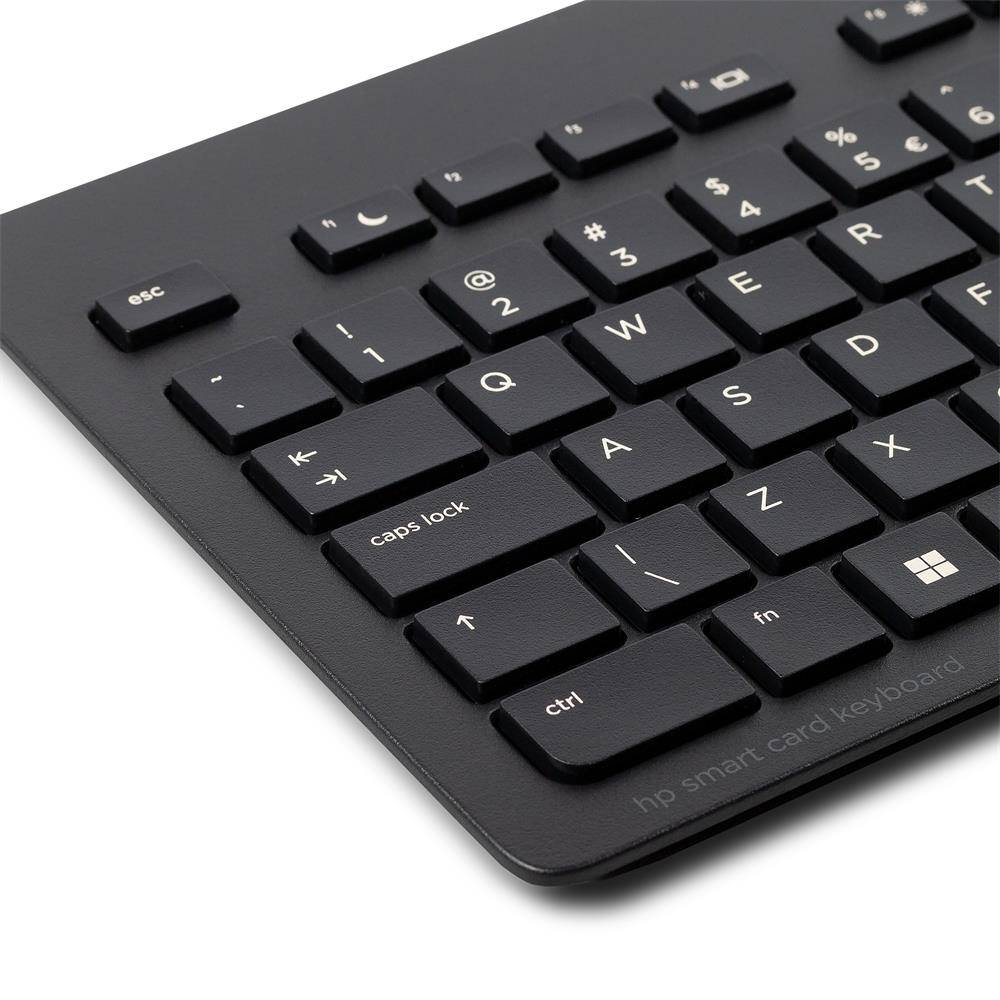 HP USB Slim Smartcard PC Tastatur (P/N: 911502-L31, Layout Englisch Int. , Höhenverstellbar) schwarz
