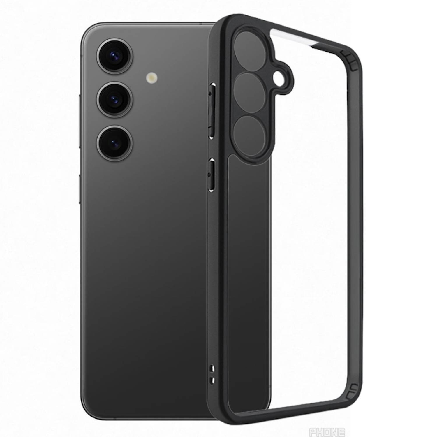 Für Samsung Galaxy S25 Plus Frosted TPU + Transparent Schutz Hülle Cover Schwarz