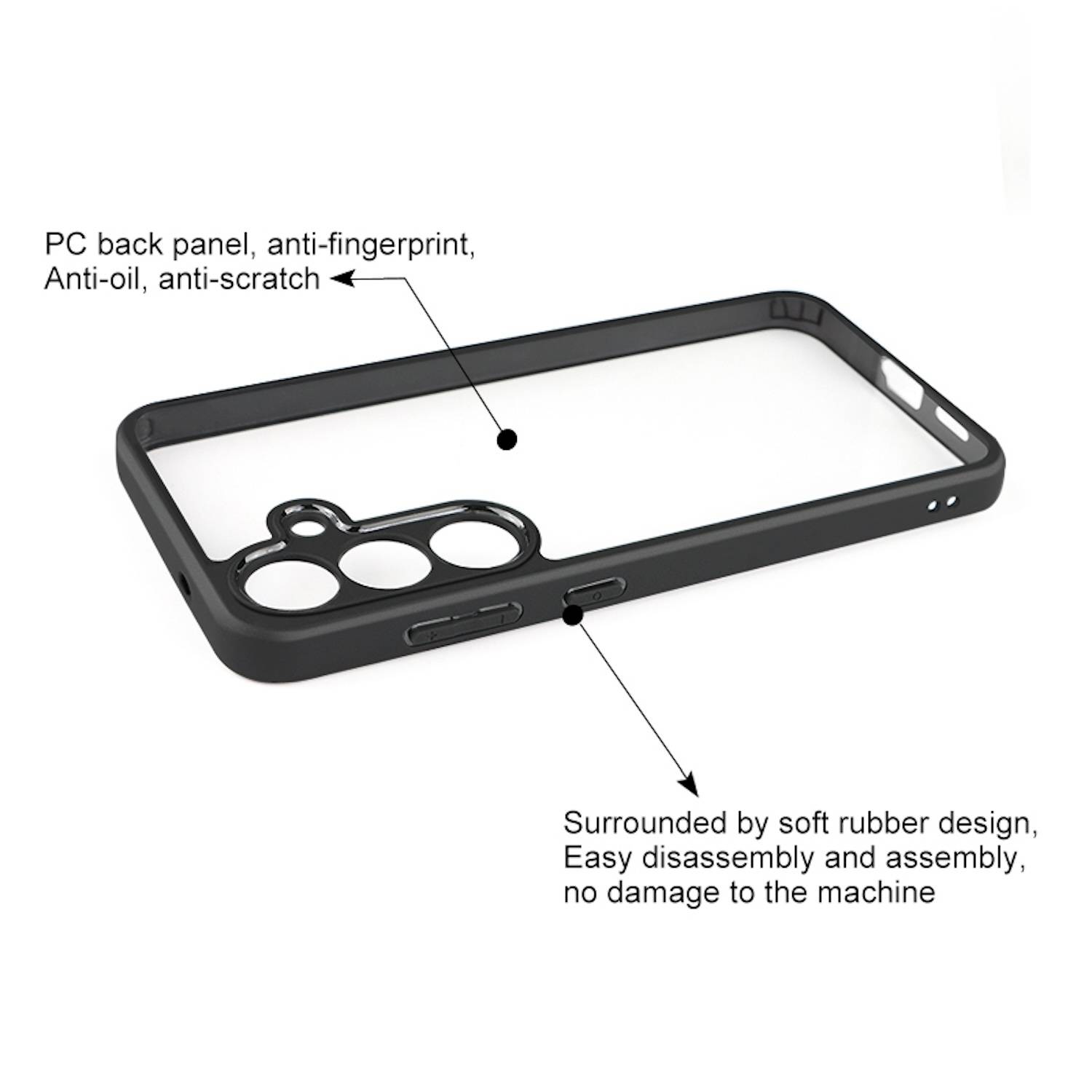 Für Samsung Galaxy S25 Plus Frosted TPU + Transparent Schutz Hülle Cover Schwarz